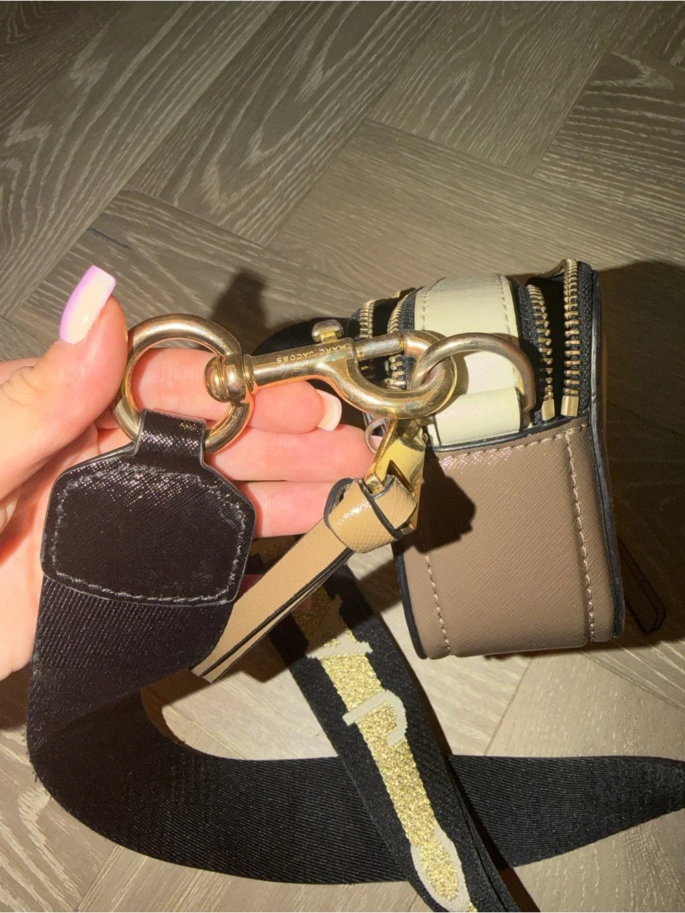 Marc Jacobs Brown Leather Camera Bag with Black Logo Strap